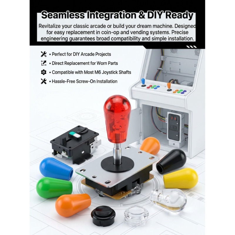 Joystick Arcade Parts - 1 قطعة رأس كرة أمريكي M6